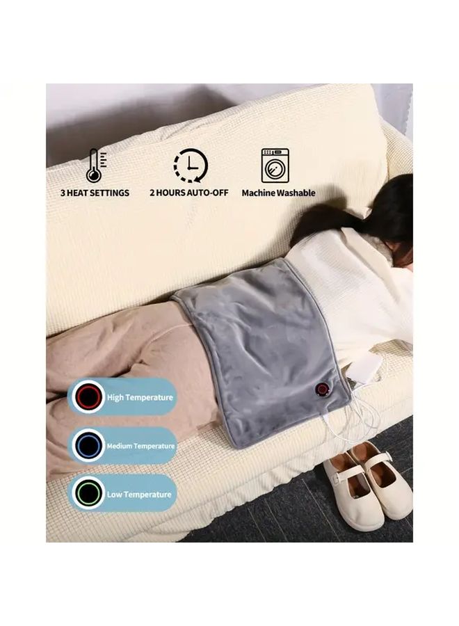 Gray USB Heated Mattress Pad 3 Level Temperature Control 2 Hour Auto Off Machine Washable - Image 1